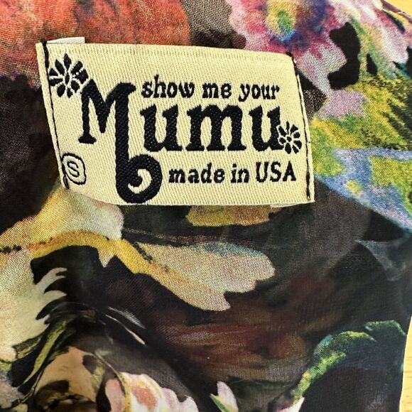 Show Me Your MuMu Floral Estella Tank Top Womens Sz. S‎ Scoop Neck Sheer Multi - Picture 6 of 7